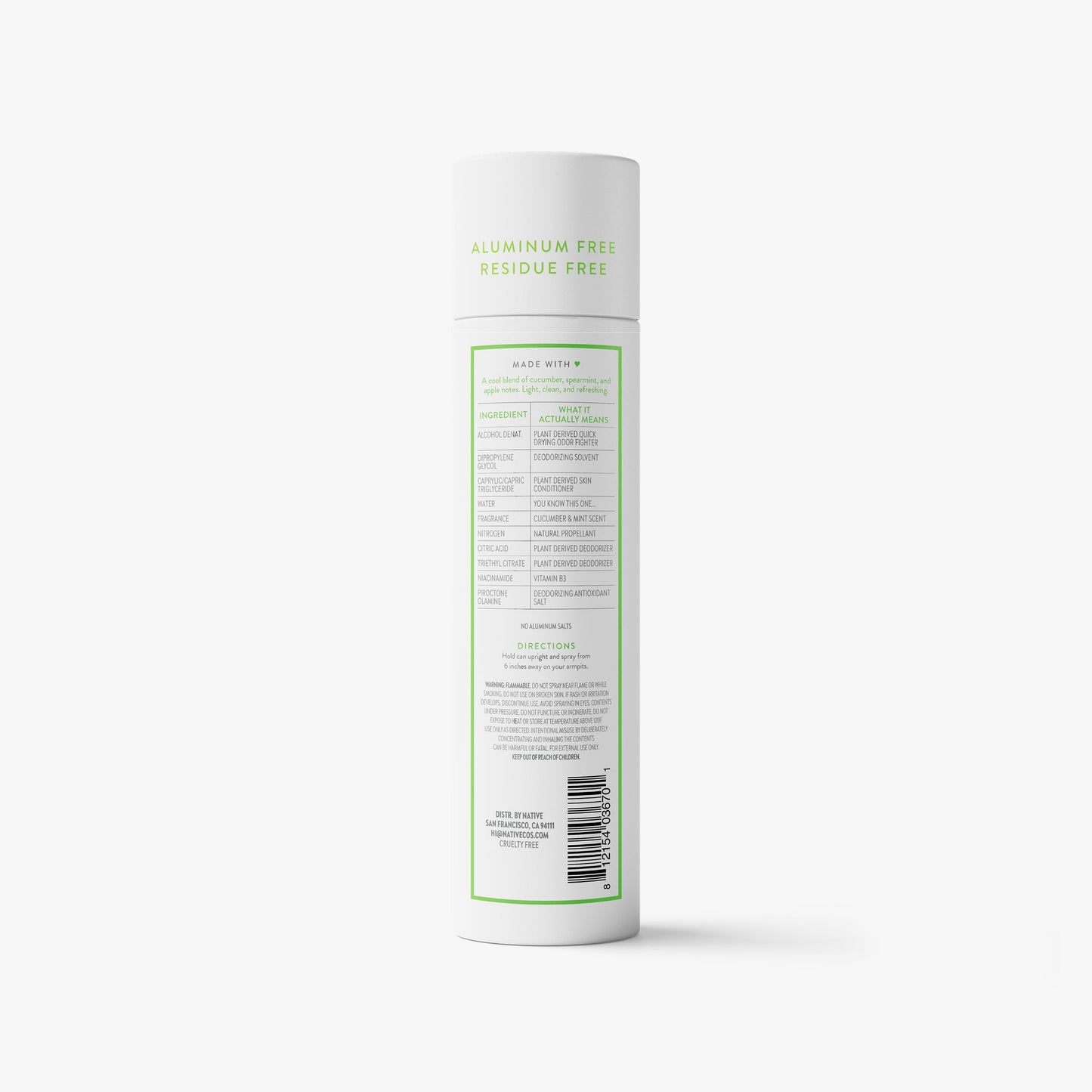 Deodorant Spray Cucumber and Mint 3.5oz Classic Personal Care
