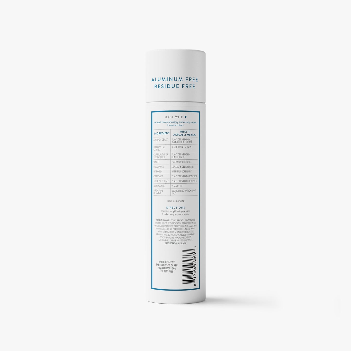 Deodorant Spray Sea Salt and Cedar 3.5oz Classic Personal Care