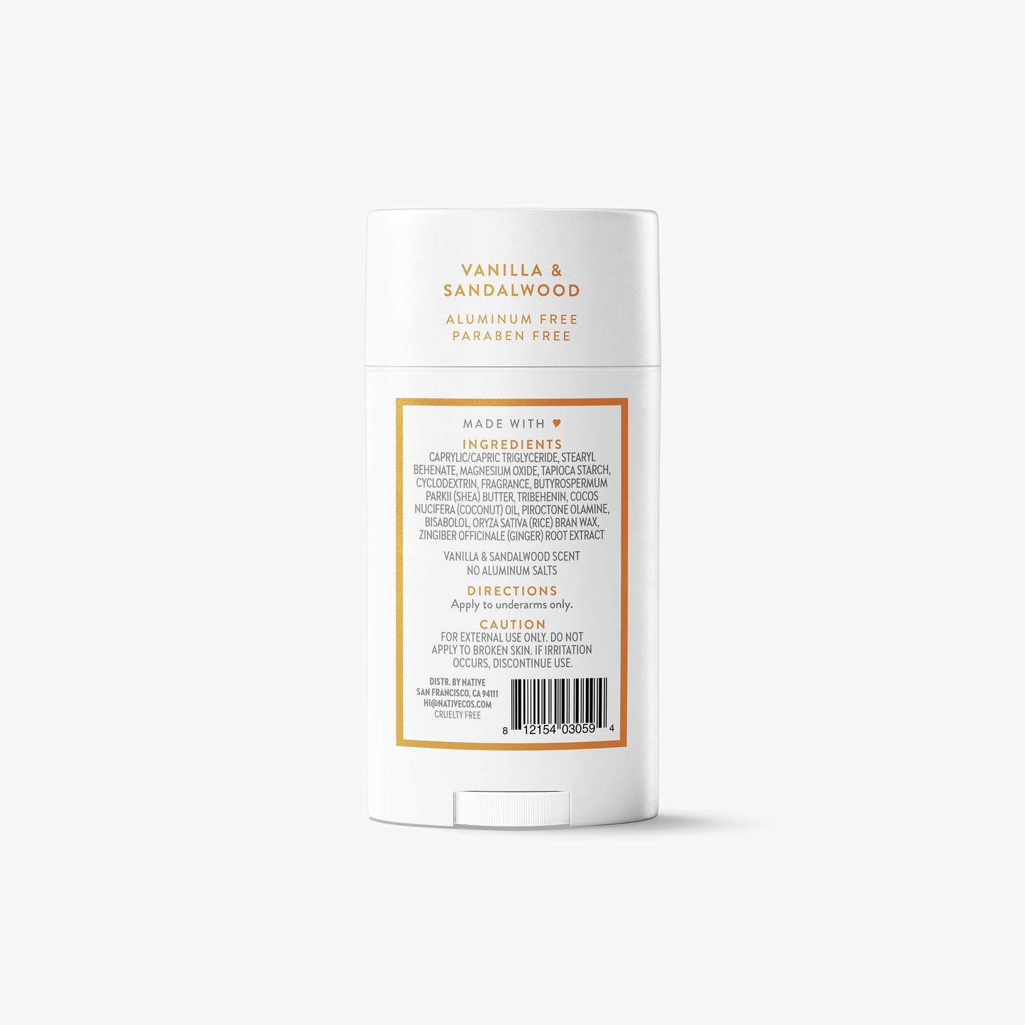 Deodorant Stick Vanilla and Sandalwood 2.65oz Classic Personal Care