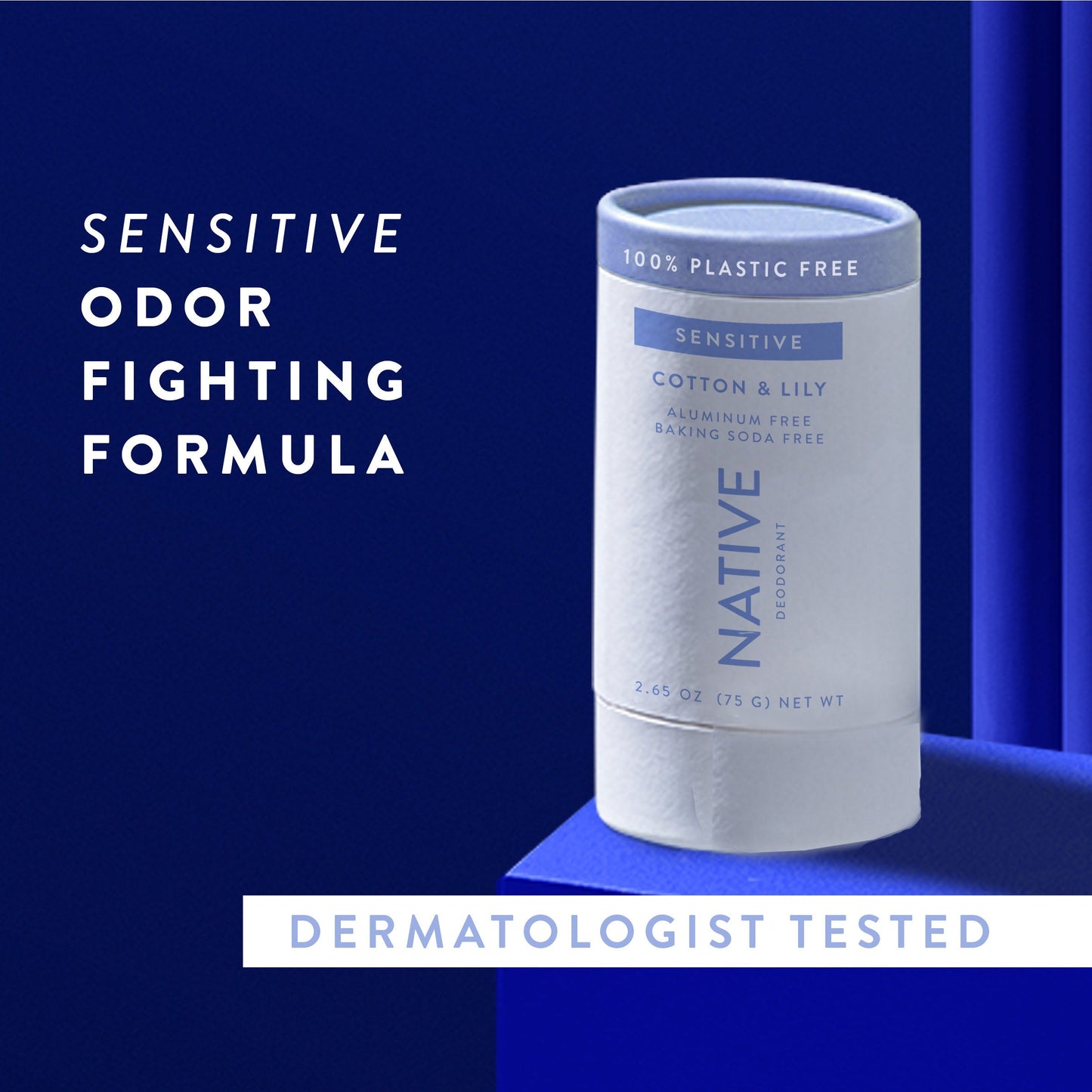 Plastic Free Sensitive Deodorant Stick Cotton and Lily 2.65oz Classic Personal Care