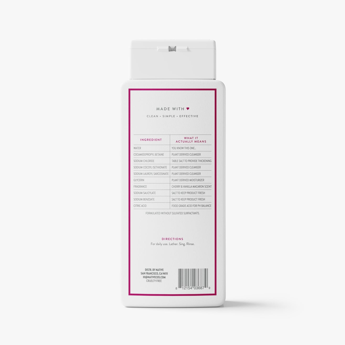 Body Wash Cherry and Vanilla Macaron 18oz Classic Personal Care