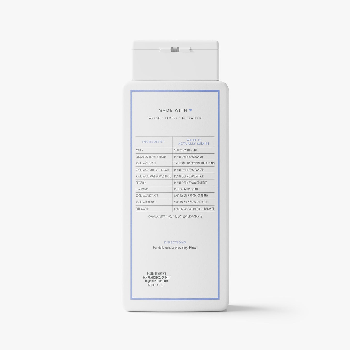 Body Wash Cotton and Lily 18oz Classic Personal Care