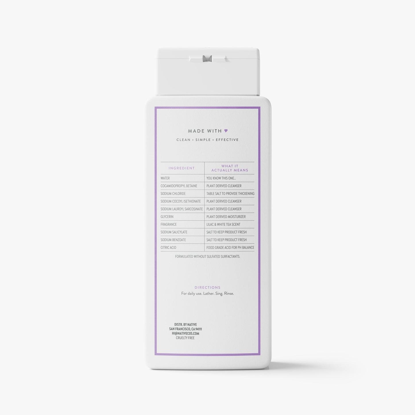 Body Wash Lilac and White Tea 18oz Classic Personal Care
