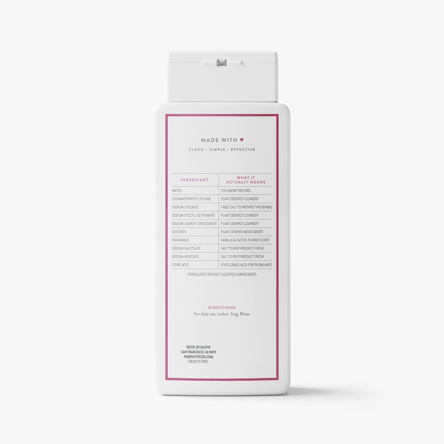 Body Wash Vanilla and Cactus Flower 18oz Classic Personal Care