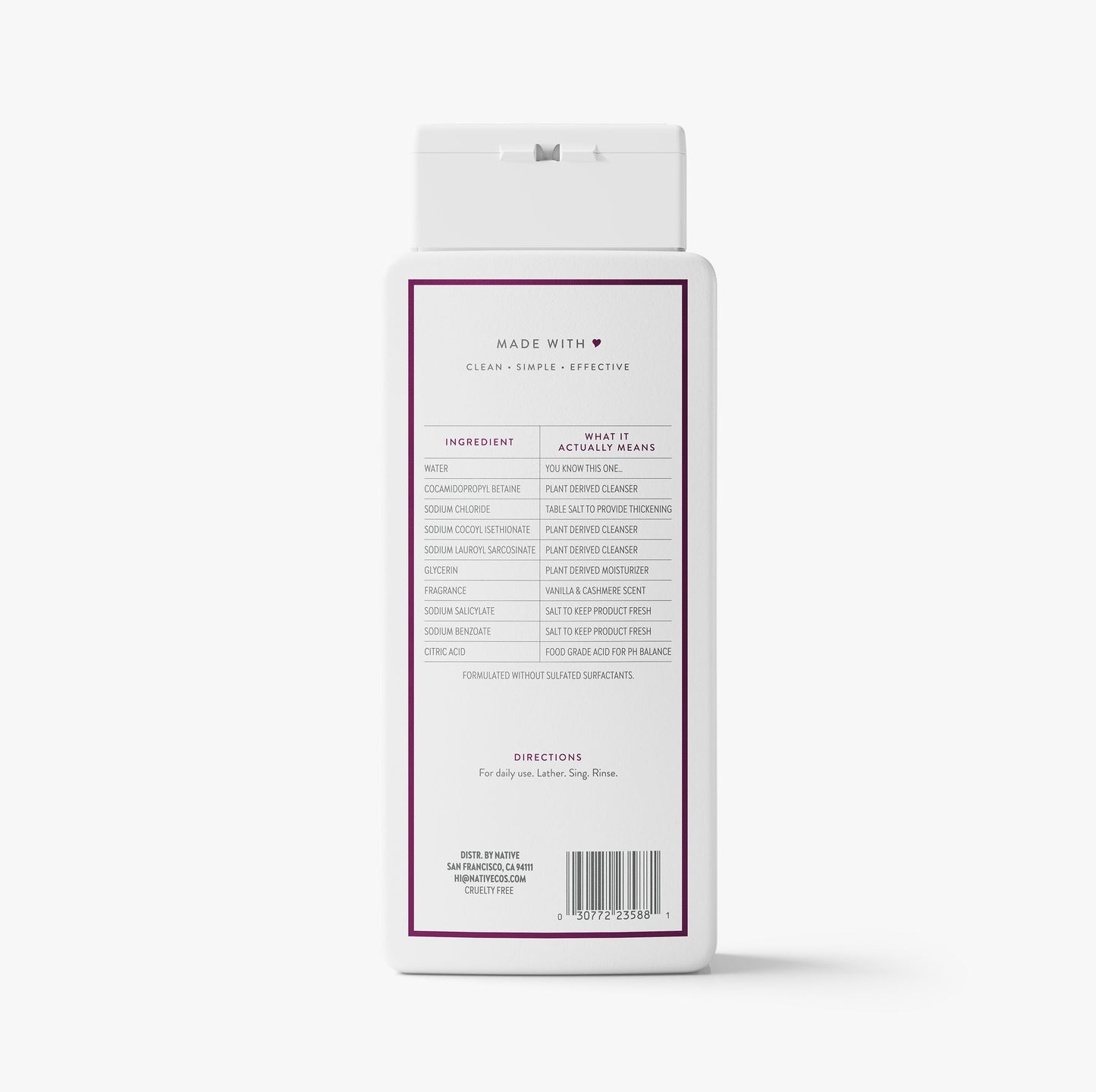 Body Wash Vanilla and Cashmere 18oz Classic Personal Care
