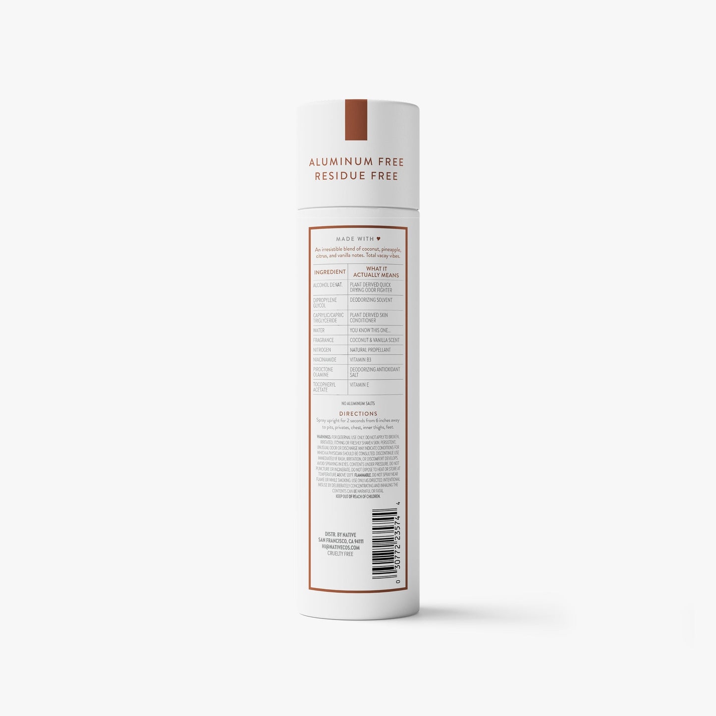 Whole Body Deodorant Spray Coconut and Vanilla 3.5oz Classic Personal Care