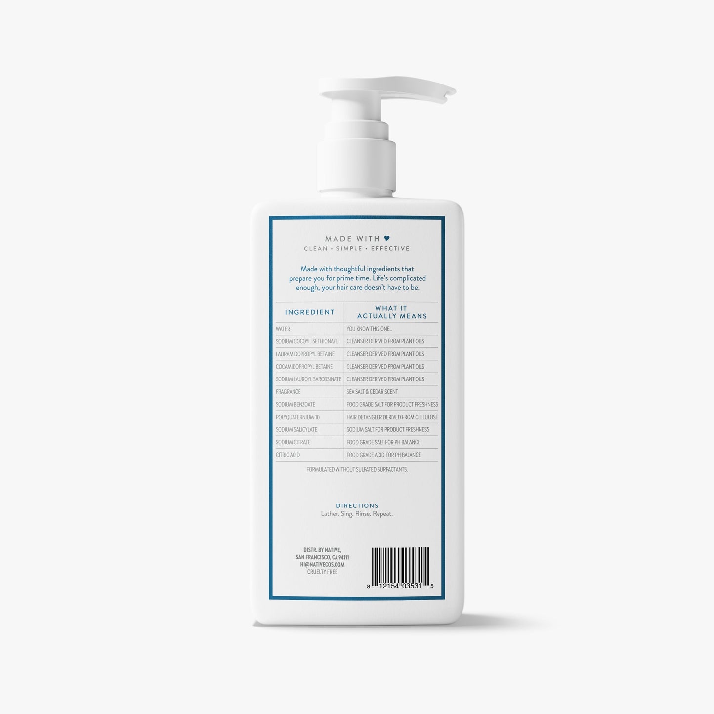 Full and Thick 2 in 1 Shampoo and Conditioner Sea Salt and Cedar 16.5oz Classic Personal Care