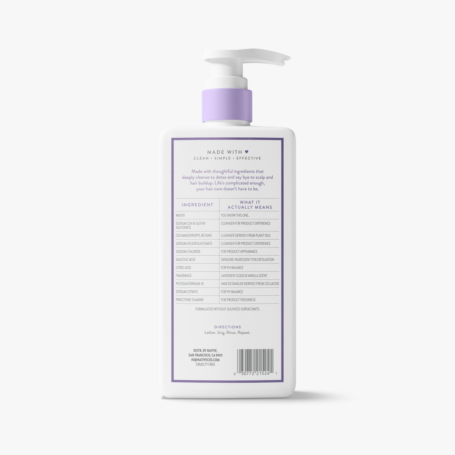 Scalp Clarifying Shampoo Lavender Cloud and Vanilla 16.5oz Classic Personal Care