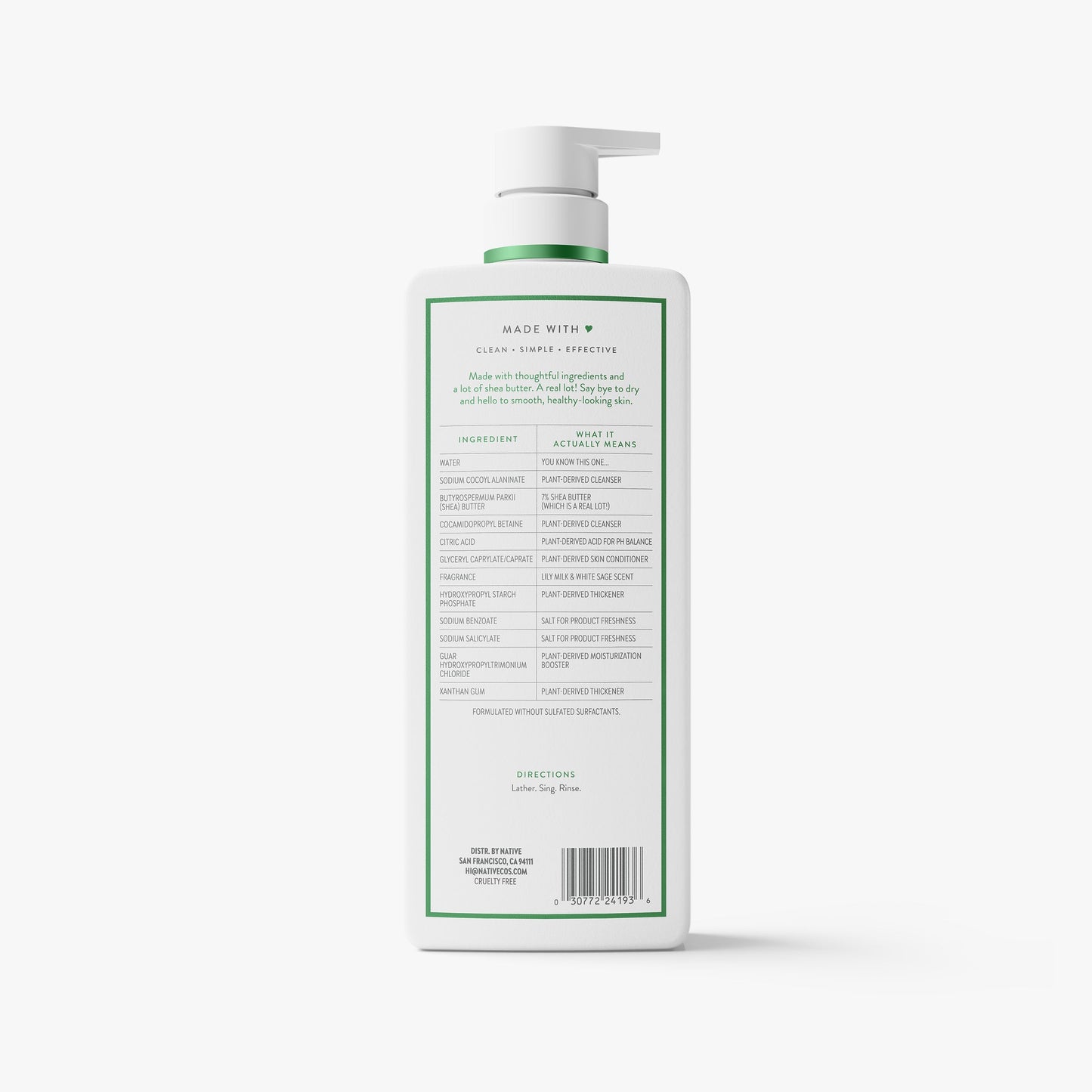 Moisturizing Body Wash Lily Milk and White Sage 22oz Classic Personal Care