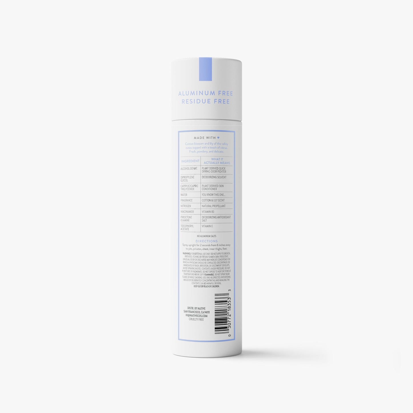 Whole Body Deodorant Spray Cotton and Lily 3.5oz Classic Personal Care