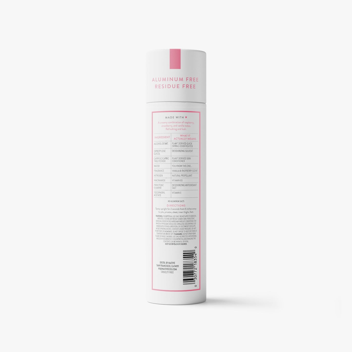 Whole Body Deodorant Spray Vanilla and Raspberry 3.5oz Classic Personal Care