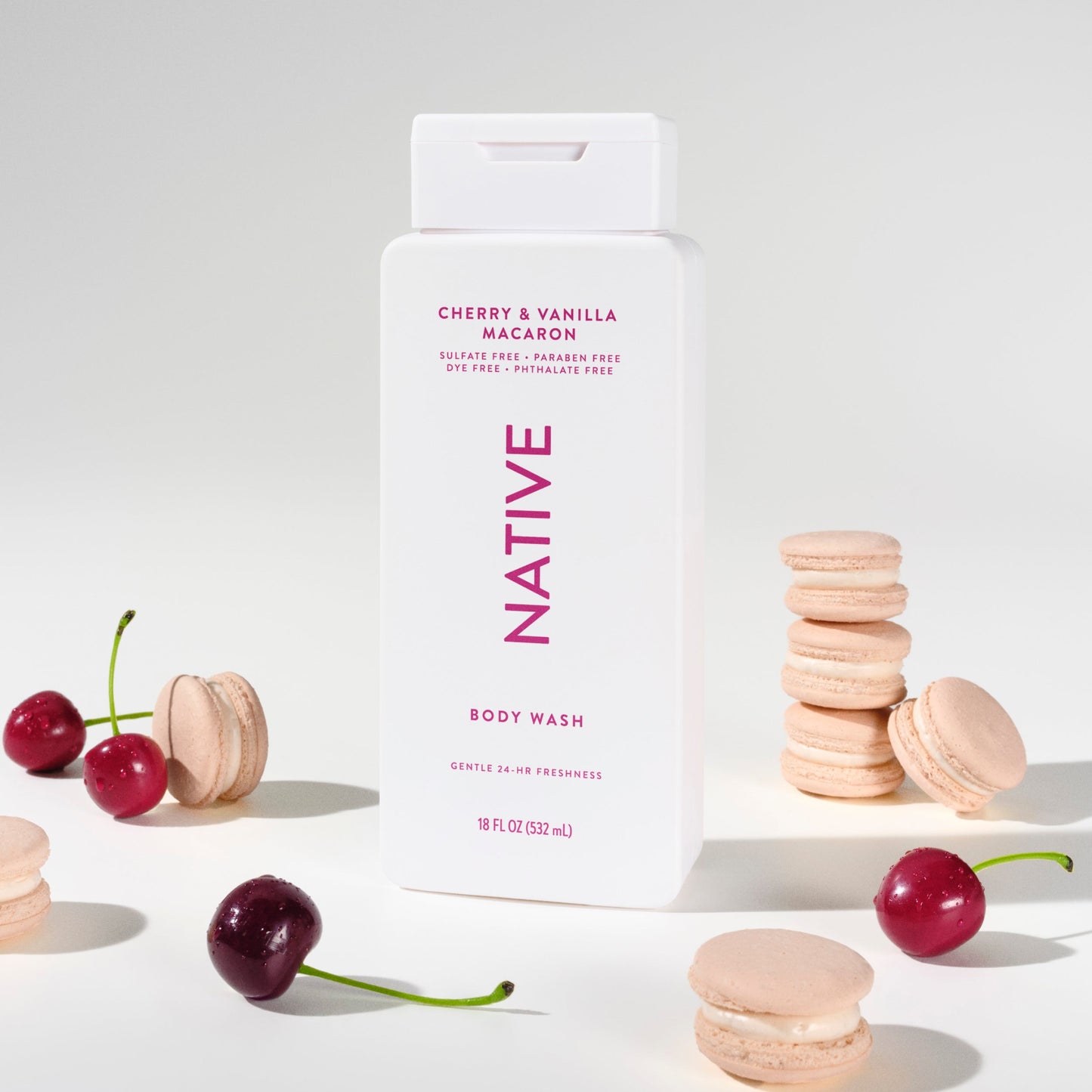 Body Wash Cherry and Vanilla Macaron 18oz Classic Personal Care
