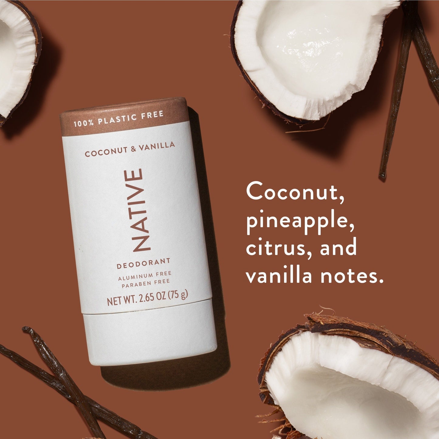 Plastic Free Deodorant Stick Coconut and Vanilla 2.65oz Classic Personal Care