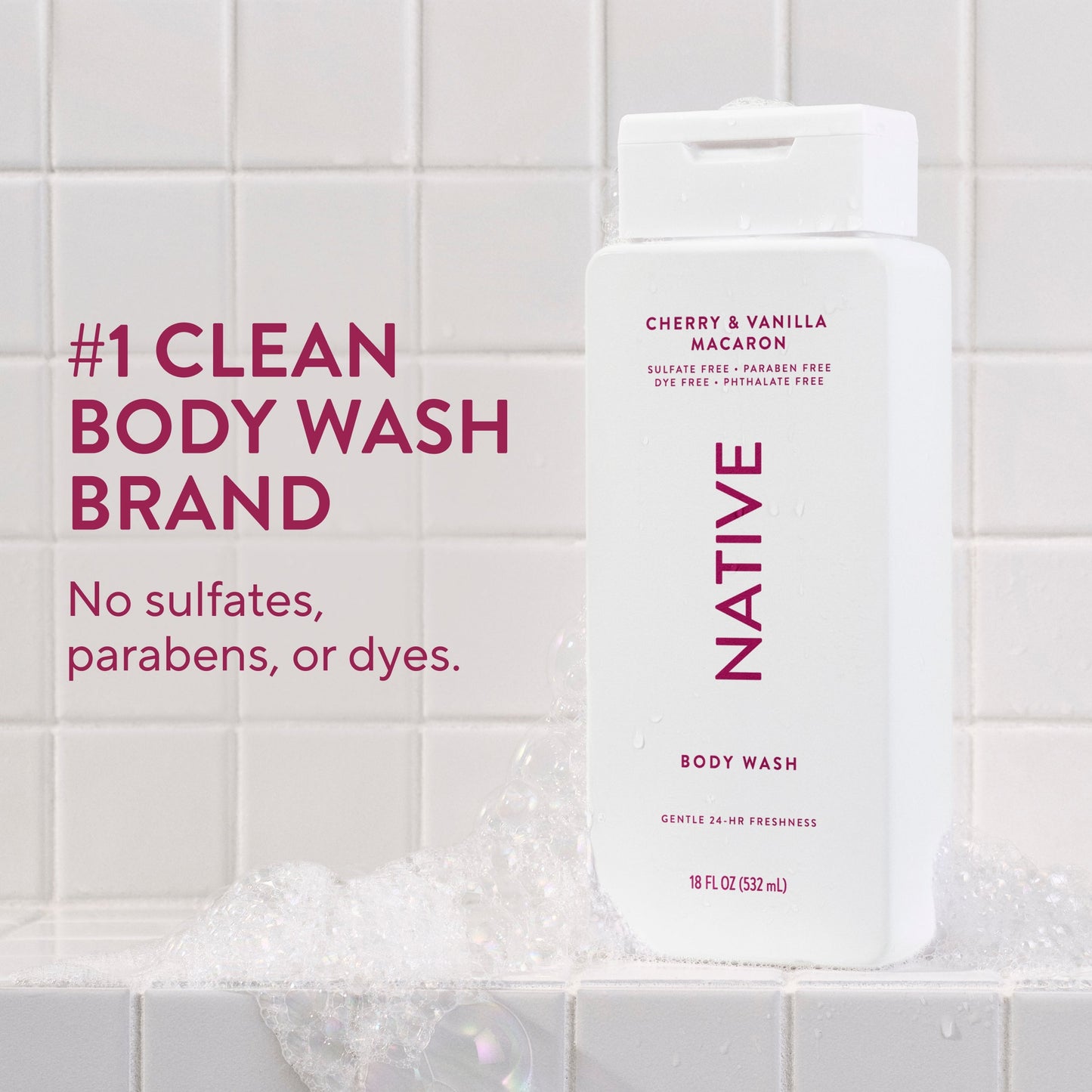 Body Wash Cherry and Vanilla Macaron 18oz Classic Personal Care
