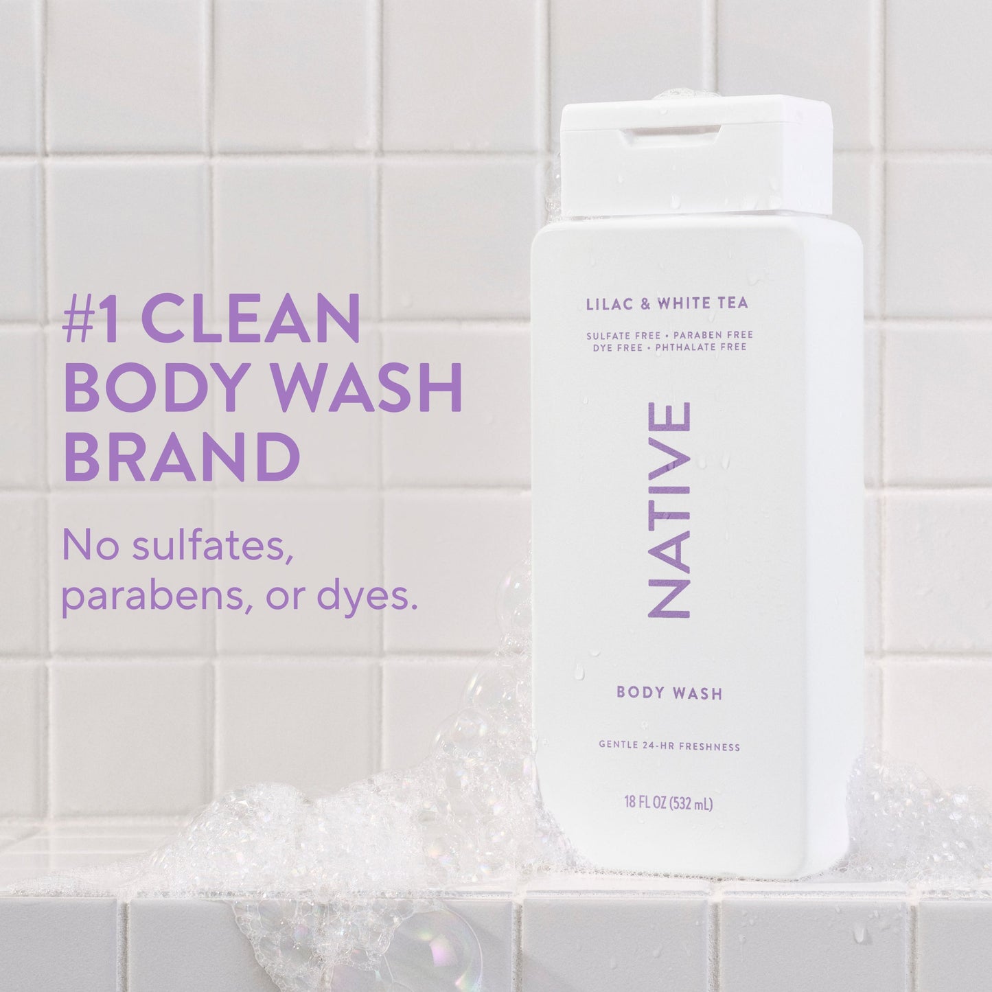 Body Wash Lilac and White Tea 18oz Classic Personal Care
