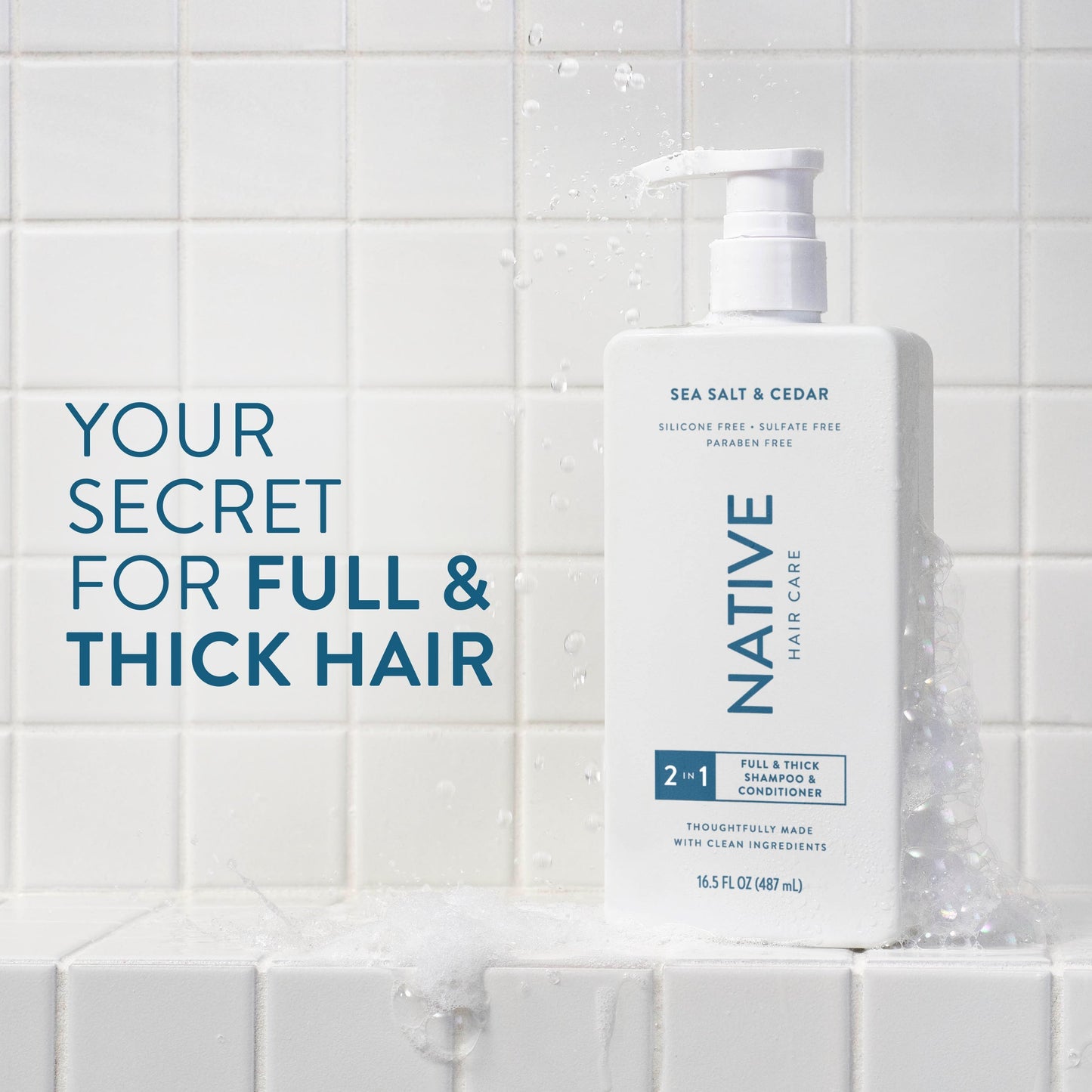 Full and Thick 2 in 1 Shampoo and Conditioner Sea Salt and Cedar 16.5oz Classic Personal Care