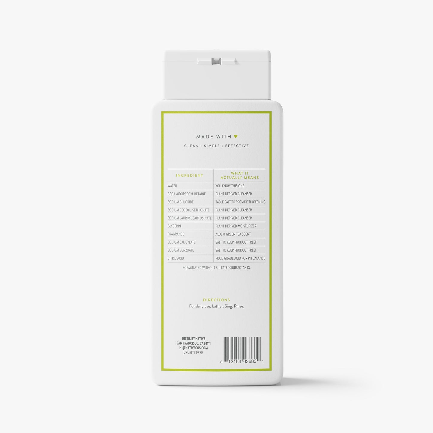 Body Wash Aloe and Green Tea 18oz Classic Personal Care