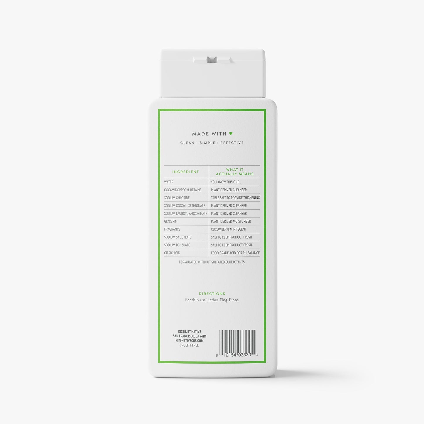 Body Wash Cucumber and Mint 18oz Classic Personal Care